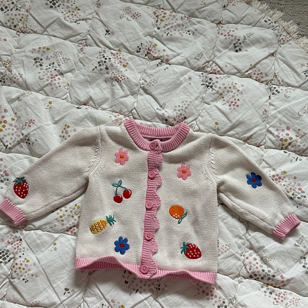 Old Navy Pink and Cream Baby Cardigan